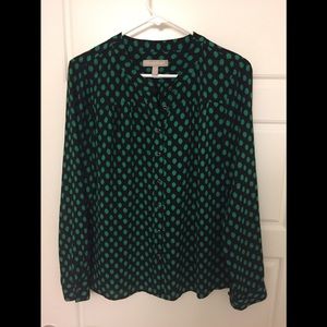 Banana Republic blouse - black with green dots